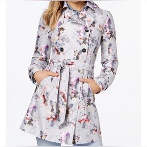 GUESS Floral Double-Breasted Water-Resistant Trench Coat size XS